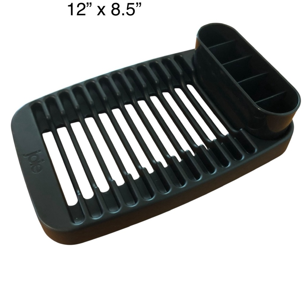 Joie Black Utensil Holder and Drip Tray Dish Rack Compact